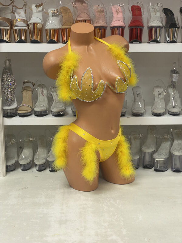 Yellow Luxe Marabou Crown Bra - Image 3