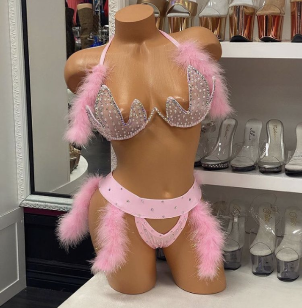Baby Pink Luxe Marabou Crown Bra - Image 2