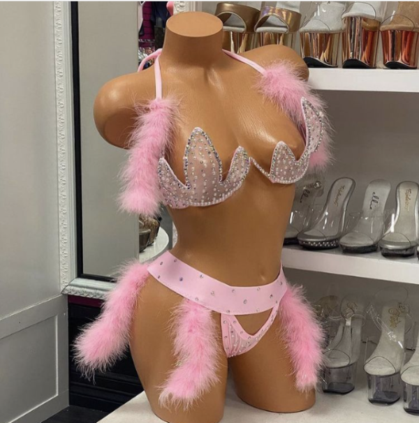 Baby Pink Luxe Marabou Crown Bra - Image 3