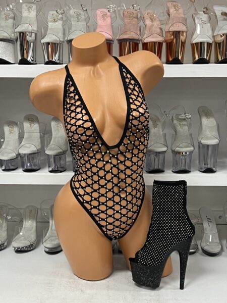 Nova Fishnet Rhinestone Romper
