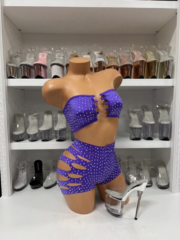 Solid Rhinestone Cut Short Tube Top - Image 55