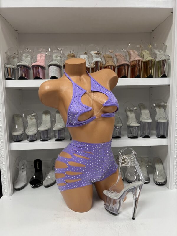 Solid Rhinestone Cut Short with Zig Zag Top - Image 26