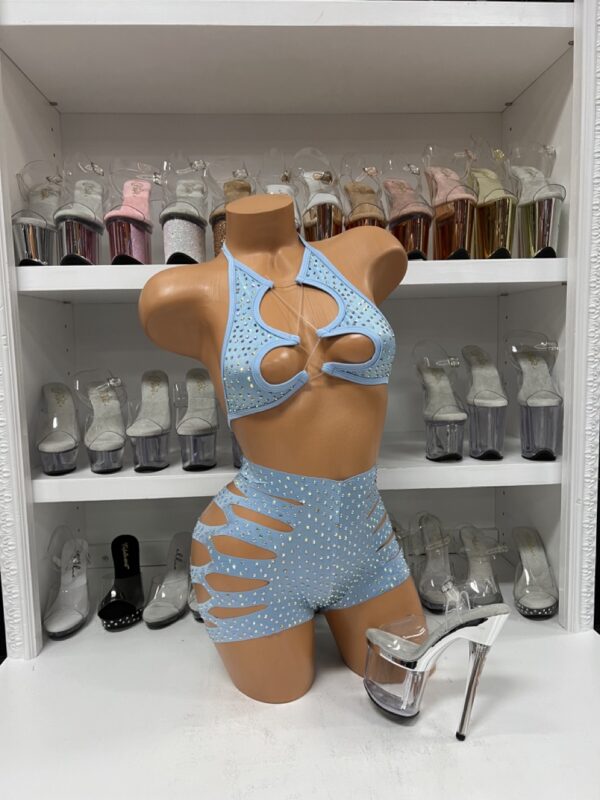 Solid Rhinestone Cut Short with Zig Zag Top - Image 30