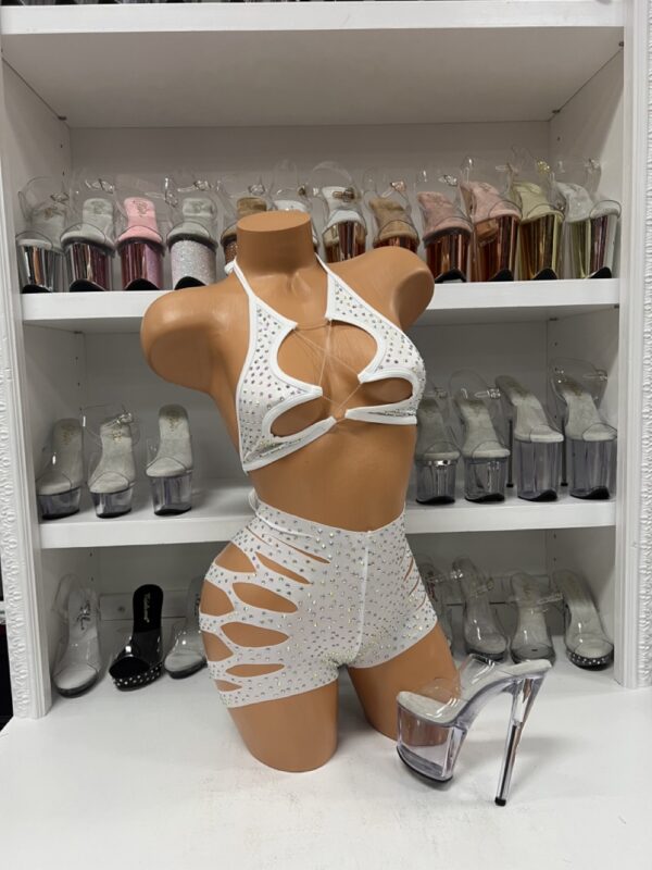 Solid Rhinestone Cut Short with Zig Zag Top - Image 34