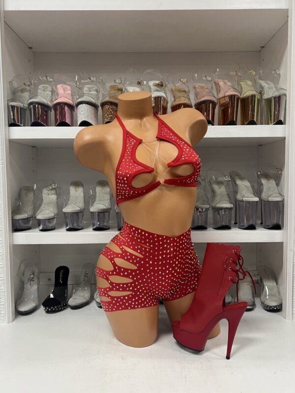 Solid Rhinestone Cut Short with Zig Zag Top - Image 42