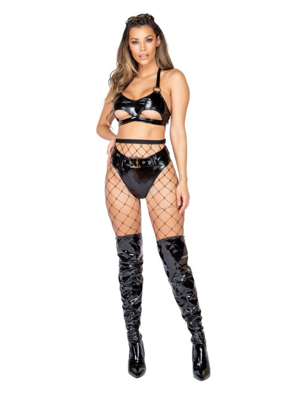 Latex Crop Top with Underboob Cutout & Ring Detail