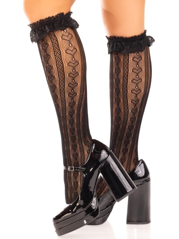 Sweetheart Ruffle Cuff Knee High Socks - Image 3