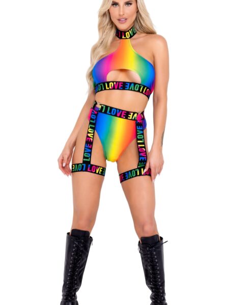 Pride Rainbow Halter Neck Keyhole Top