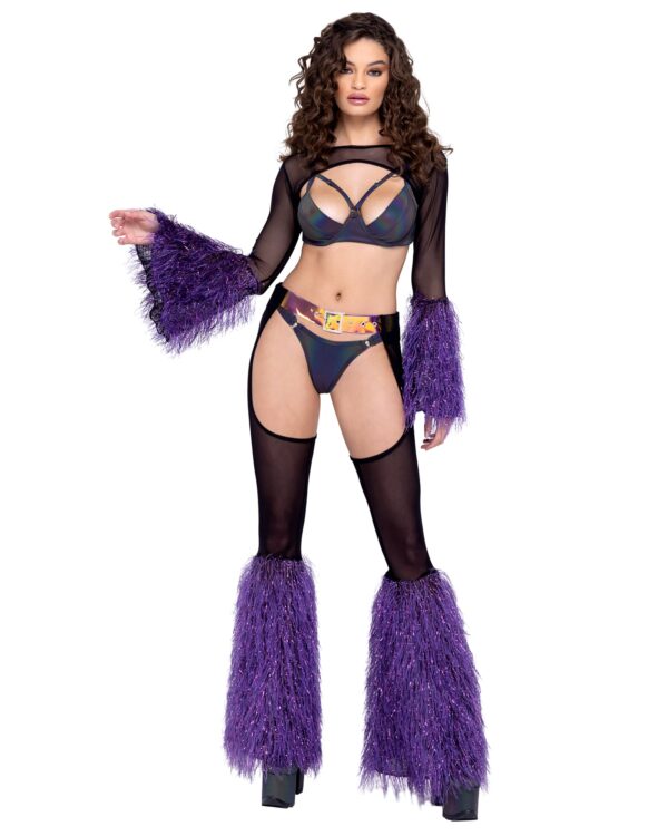Sheer Chaps with Faux Fur Bell & Belt - Image 2