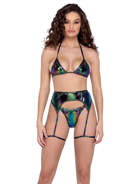 Vinyl Garter Belt with Attached Leg Strap