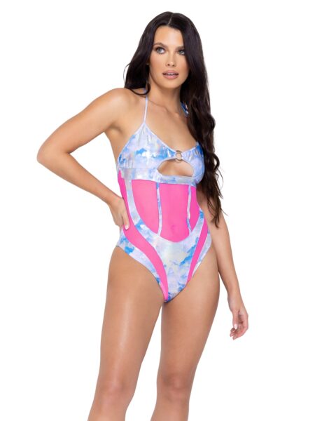 6297 - Cloud Print & Sheer Romper