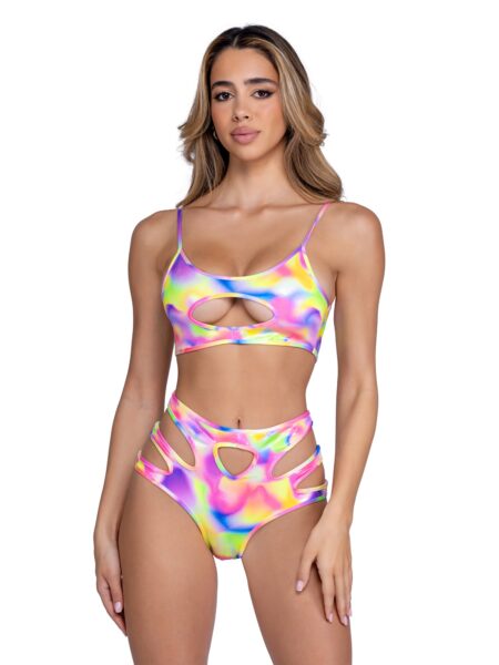 6466 - Shimmer Multi-Colored Keyhole Cropped Top