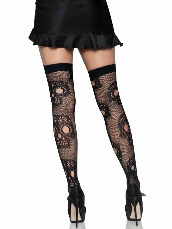 Sugar Skull Net Thigh Highs - Image 2