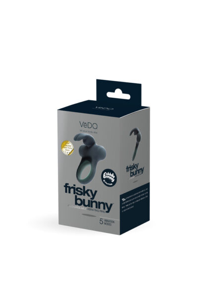 Frisky Bunny Vibrating Ring - Black Pearl