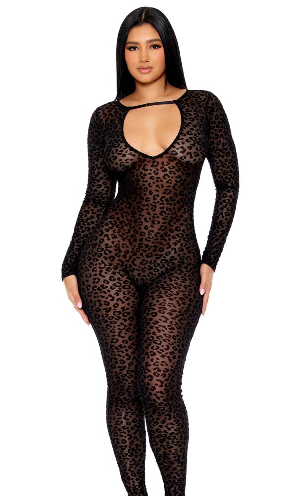 That's The Spot Keyhole Cutout Leopard Jumpsuit