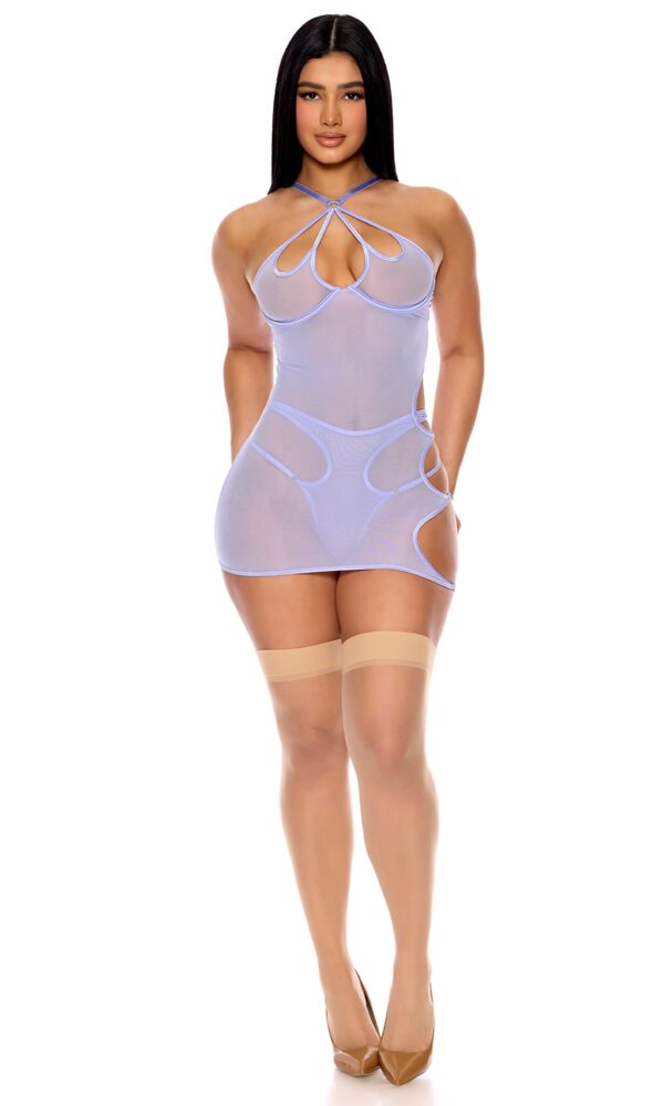 Feeling Butterflies Mesh Chemise Set - Lavender - Image 3