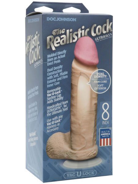 The Realistic Cock - With Removable Vac-U-Lock Suction Cup - ULTRASKYN - 8" - Vanilla