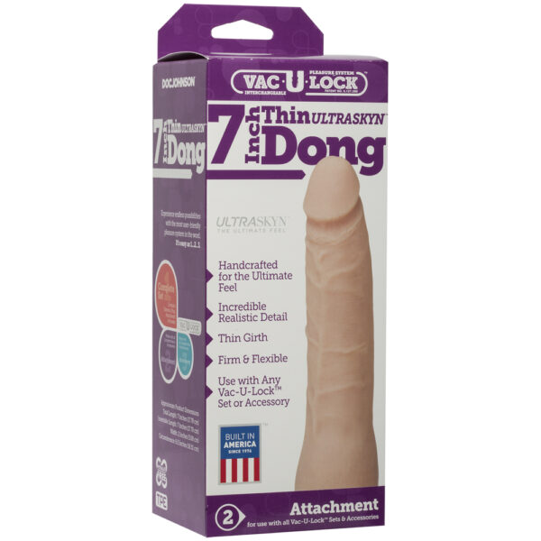 Vac-U-Lock- 7" Thin ULTRASKYN Dong - Vanilla