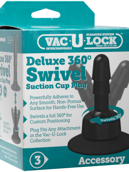 Vac-U-Lock Deluxe 360° Swivel Suction Cup Plug Black