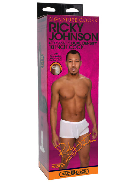 Signature Cocks Ricky Johnson 10" Ultraskyn Cock With Removable Vac-U-Lock Suction Cup Chocolate