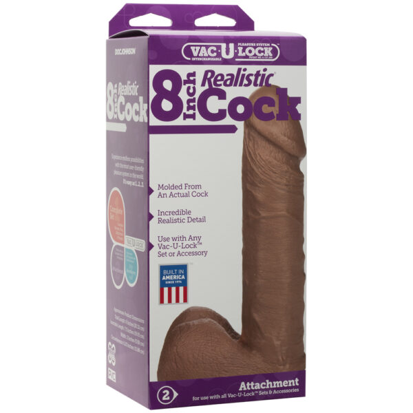 Vac-U-Lock - 8" Realistic Cock Caramel
