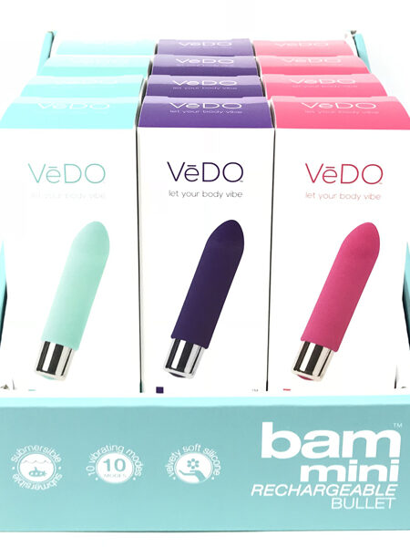 Bam Rechargeable Bullet Assorted 12Ct Display