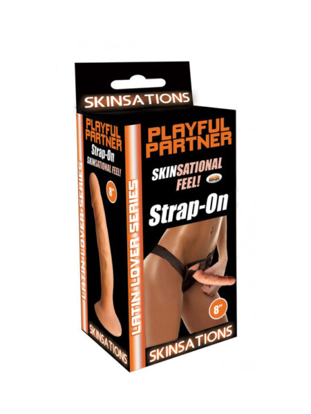 Skinsations Latin Lover Series Playful Partner Strap On Dildo With Harness 8"