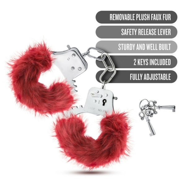 Temptasia Plush Fur Cuffs Burgundy - Image 2
