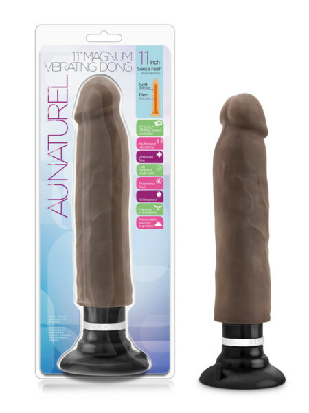 Au Naturel 11" Sensa Feel Magnum Vibrating Dong Chocolate