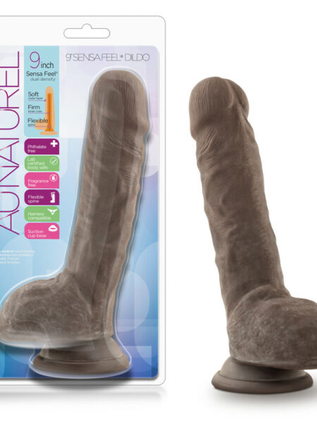 Au Naturel 9" Sensa Feel Dildo Chocolate