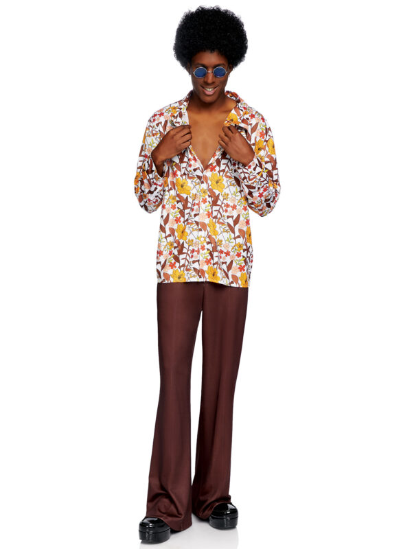 Men's 1970s Floral Disco Costume Shirt - Image 3