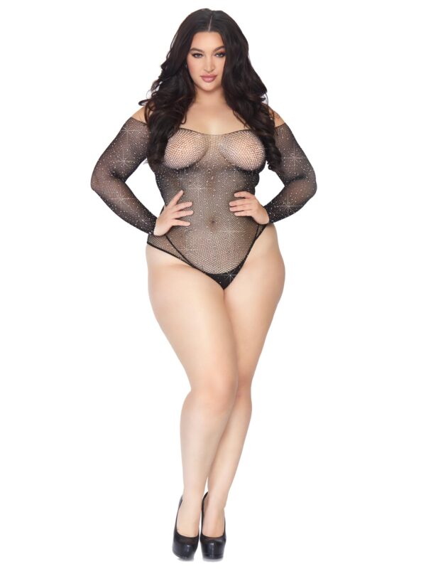 Plus Falling 4 U Rhinestone Bodysuit
