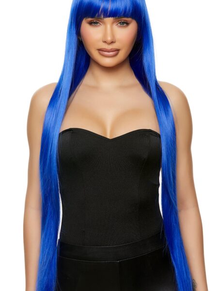 Blue Straight Wig with Bangs
