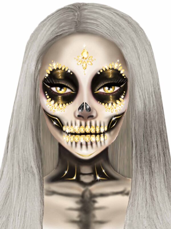 Sugar Skull Adhesive Face Jewels Sticker - Image 2