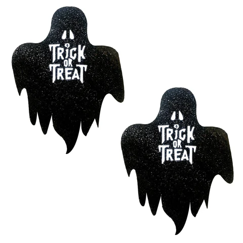 Freaking Awesome Glitter Blacklight Trick Or Treat Ghost Nipple Cover