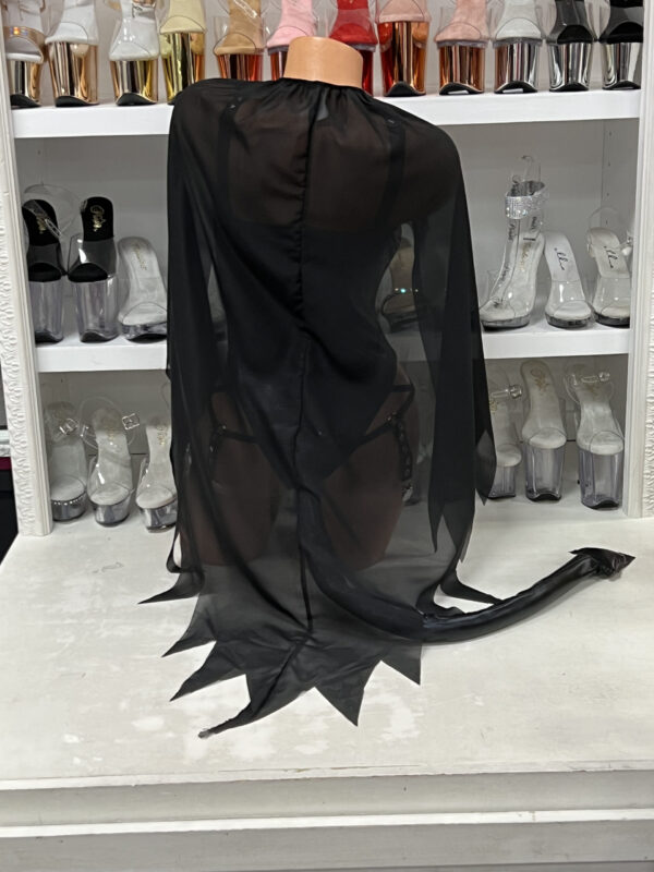 Black Wet Look Romper – Demon Temptress Costume - Image 5