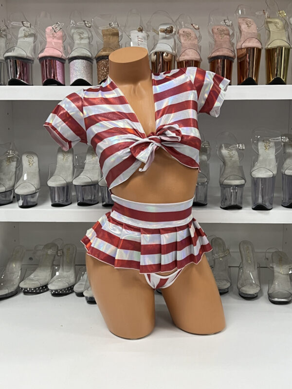 Tie Front Shirt & Pleated Skirt Set - Image 2