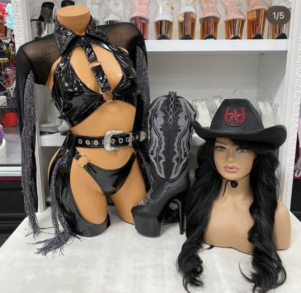 wild west cowgirl costume vinyl fringe outfit
