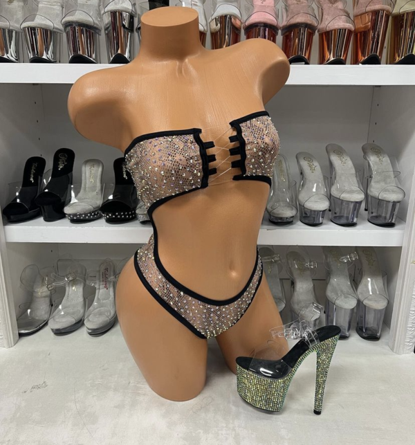 Daisy Pattern Rhinestone Romper