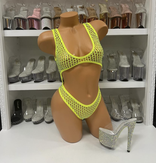 Mia Fishnet Rhinestone Romper - Image 9