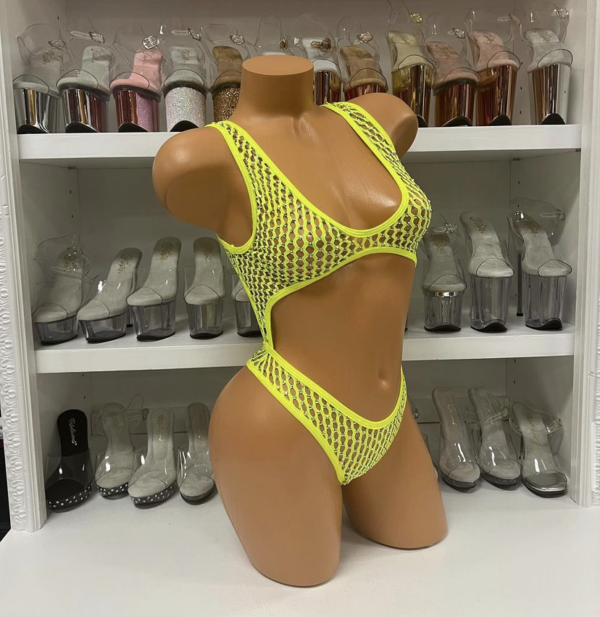 Mia Fishnet Rhinestone Romper - Image 11