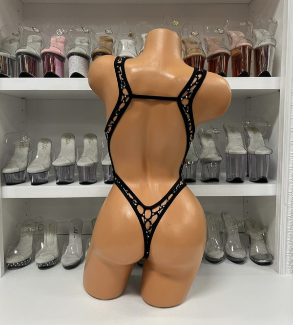 Mia Fishnet Rhinestone Romper - Image 4