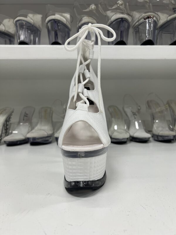 White Leather Lace Up 7" Bootie - Image 4