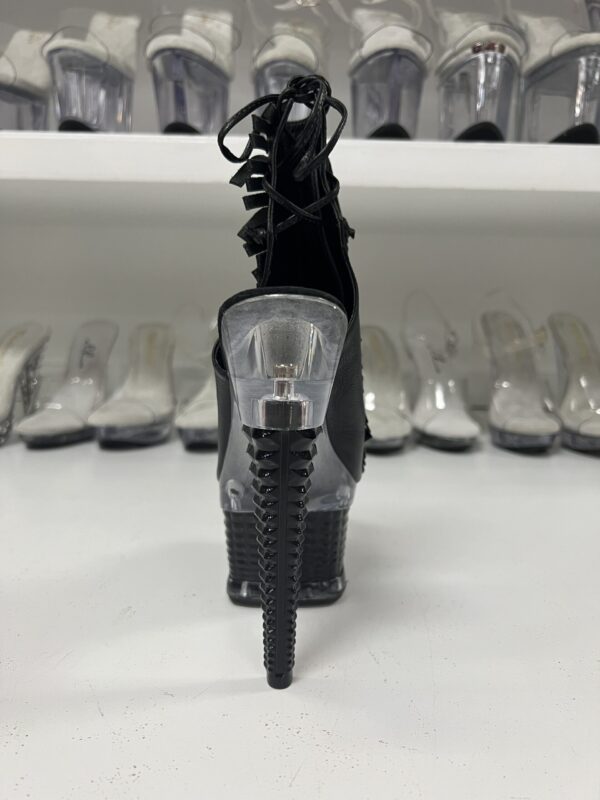 Black Leather Fringe 7" Bootie - Image 4