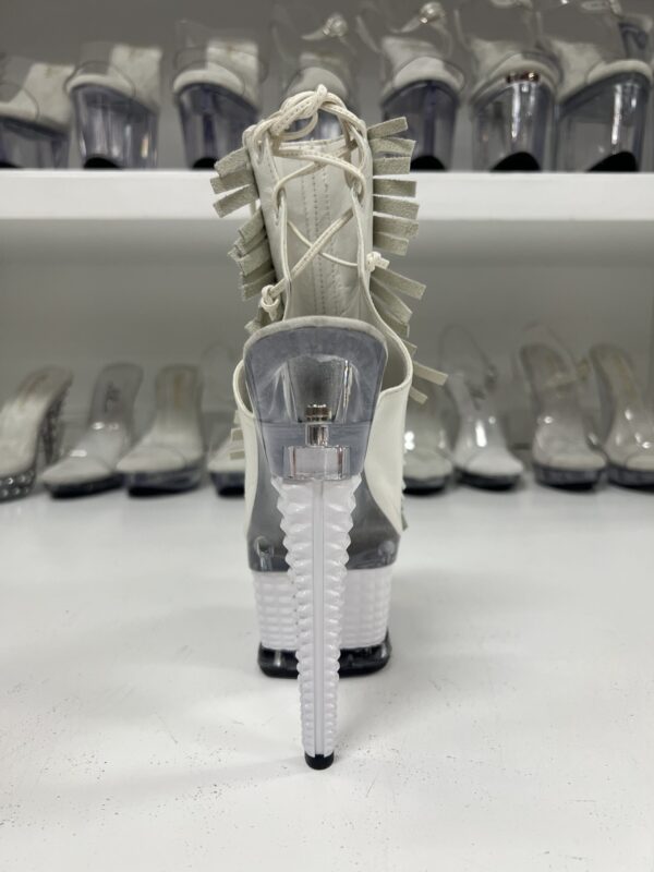 White Leather Fringe 7" Ankle Bootie - Image 2