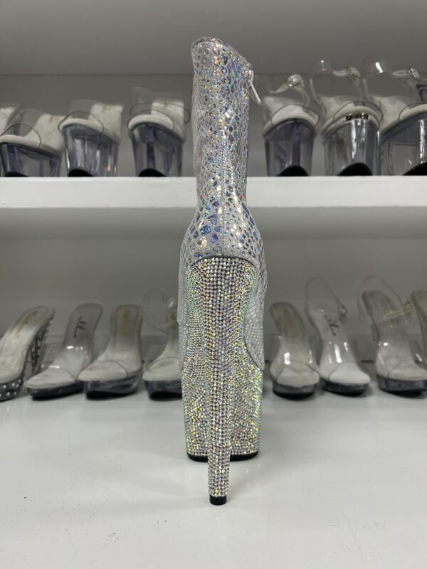 Silver Reptile Booties with 7" Rhinestone Platform - Image 2
