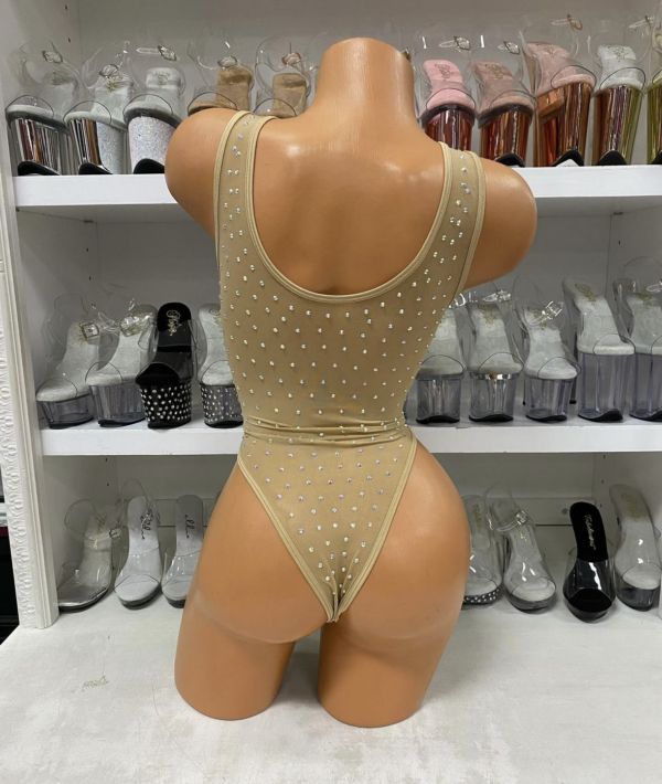 Mesh Rhinestone Lace Up Bodysuit - Image 19