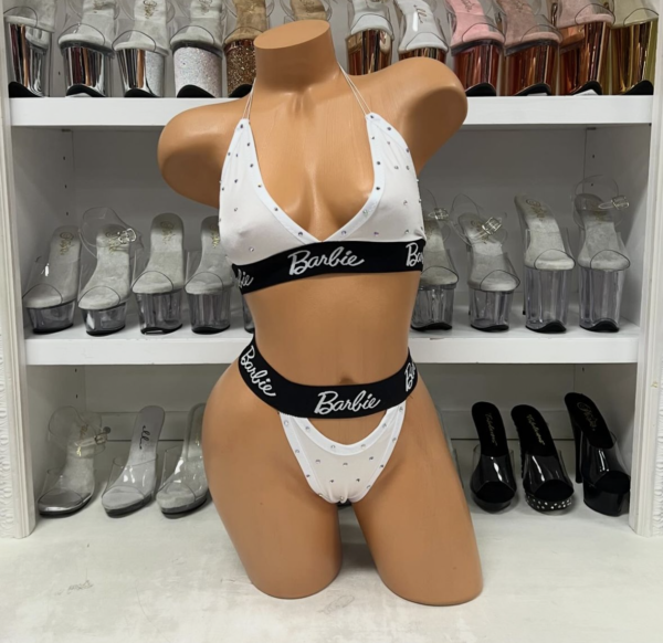 White Inspired 2pc Rhinestone Tri-Top and Thong - Image 3