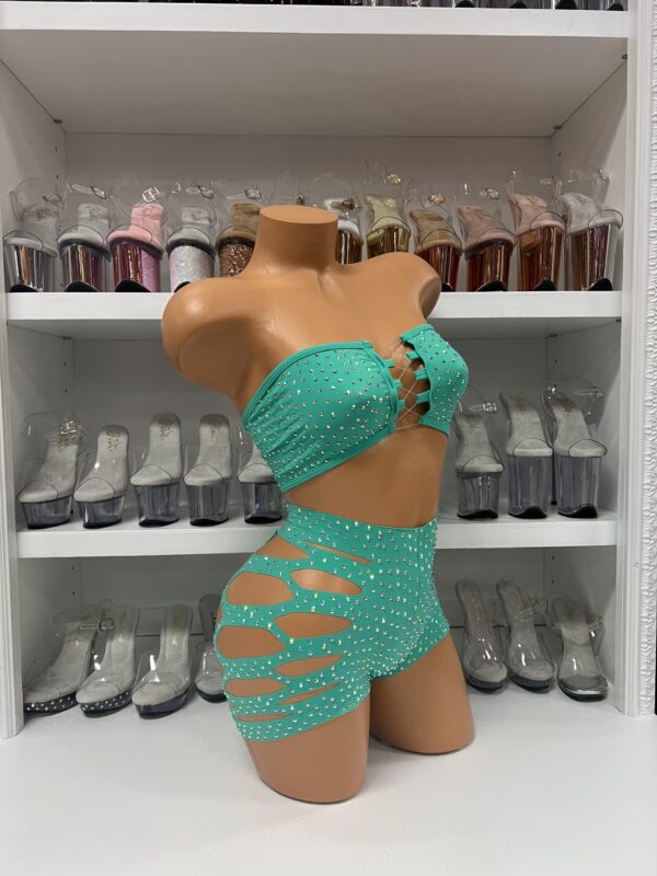Solid Rhinestone Cut Short Tube Top - Image 45