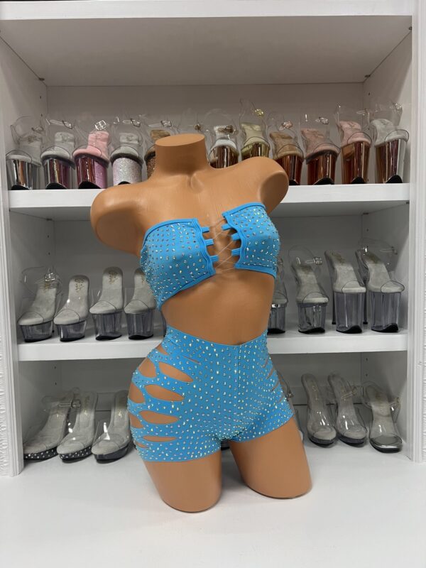 Solid Rhinestone Cut Short Tube Top - Image 48